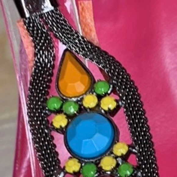 Vintage Ann Marino Fuchsia Beaded Kitten Heel Slide Sandals - Picture 4 of 12